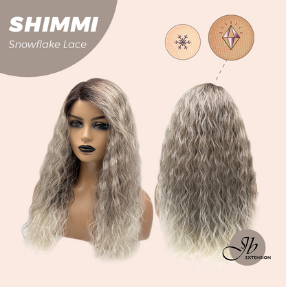 JBEXTENSION 21 Inches Ash Grey Deep Curly Pre-Cut Side Part Snowflake Lace Frontlace Black Sapphire Glueless Wig SHIMMI - BLACK SAPPHIRE【BENDY EAR TABS】