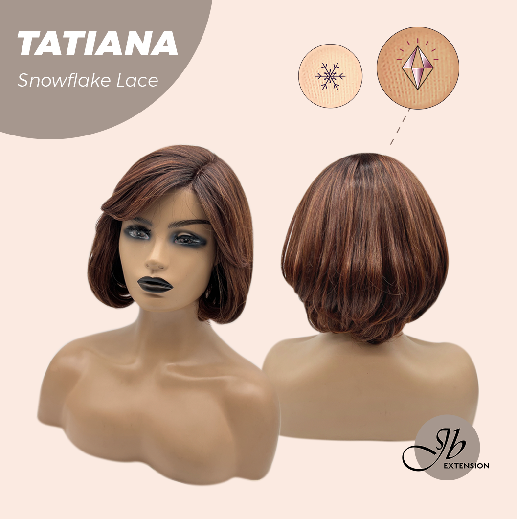 JBEXTENSION 10 Inches Copper Curly Pre-Cut Side Part Snowflake Lace Frontlace Black Sapphire Glueless Wig TATIANA - BLACK SAPPHIRE【BENDY EAR TABS】