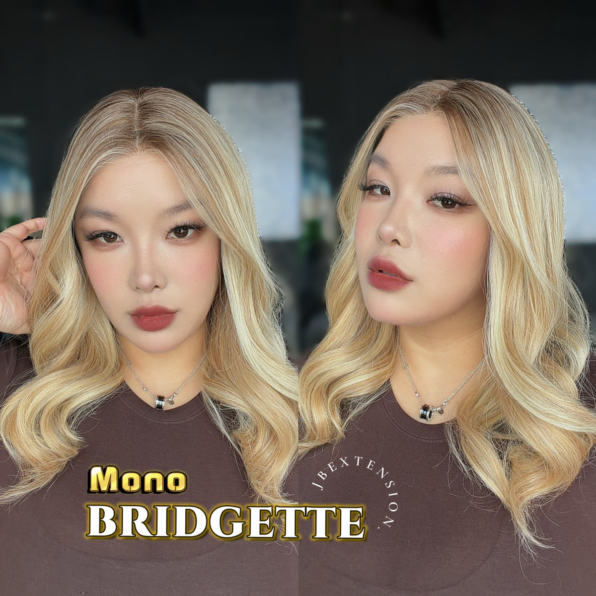 JBEXTENSION BRIDGETTE MONO Monofilament Handmade Wig 6X5 Full Monofilament Hand Tied Top Wig 16 Inches Curly Honey Blonde Mono Lace Wig with Anti-slip Silicone Strips Glueless Wig BRIDGETTE MONO【BENDY EAR TABS】