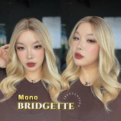 JBEXTENSION BRIDGETTE MONO Monofilament Handmade Wig 6X5 Full Monofilament Hand Tied Top Wig 16 Inches Curly Honey Blonde Mono Lace Wig with Anti-slip Silicone Strips Glueless Wig BRIDGETTE MONO【BENDY EAR TABS】