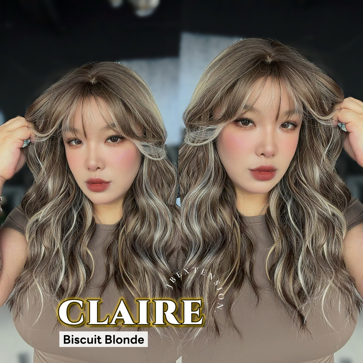JBEXTENSION 22 Inches Scalpiana Biscuit Blonde 3.5X4 Hard Silky Top Natural Scalp Effect Women Wig with Bangs CLAIRE SILKY TOP - BISCUIT BLONDE