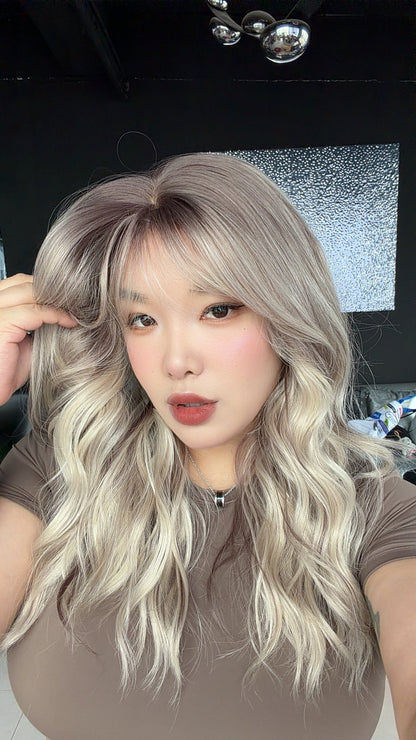 JBEXTENSION 22 Inches Scalpiana Honeyed Sand 3.5X4 Hard Silky Top Natural Scalp Effect Women Wig with Bangs CLAIRE SILKY TOP - HONEYED SAND