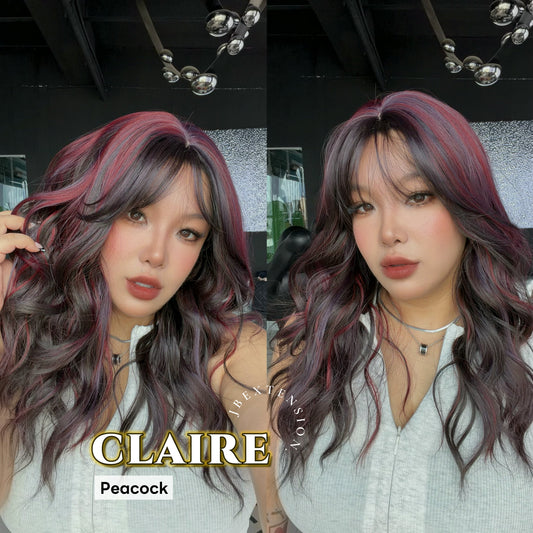 JBEXTENSION 22 Inches Scalpiana Peacock 3.5X4 Hard Silky Top Natural Scalp Effect Women Wig with Bangs CLAIRE SILKY TOP - PEACOCK