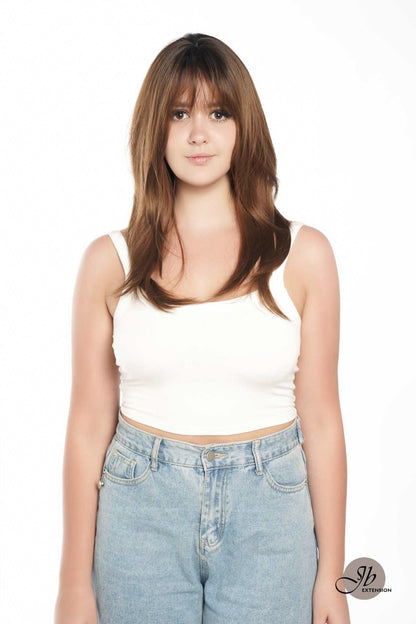 JBEXTENSION 22 Inches Brown With Dark Root With Bangs Wig ROYA