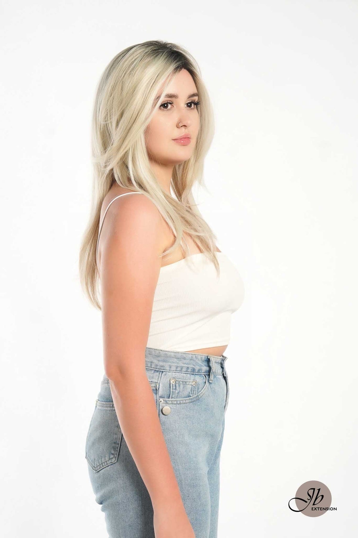 JBEXTENSION SARAH MONO Full Monofilament Wig 22 Inches Blonde Color Full Mono Lace Glueless With Anti-slip Silicone Strips Wig SARAH MONO【BENDY EAR TABS】