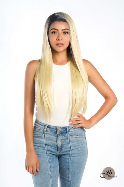 [FINAL SALE] JBEXTENSION 30 Inches Blonde With Dark Root Extra Long Straight Lace Front Wig.Pre Plucked 6*14 HD Transparent Lace Frontal Glueless Wig GLORIA