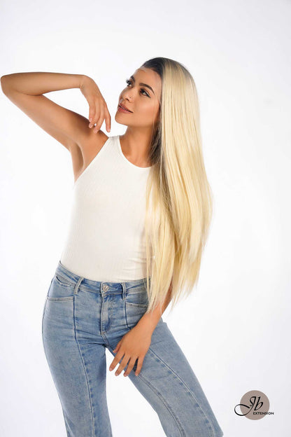 [FINAL SALE] JBEXTENSION 30 Inches Blonde With Dark Root Extra Long Straight Lace Front Wig.Pre Plucked 6*14 HD Transparent Lace Frontal Glueless Wig GLORIA