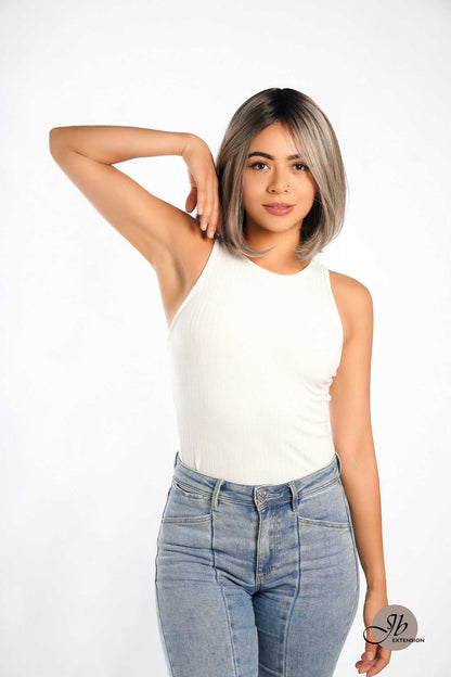 [FINAL SALE] JBEXTENSION VALENTINA MONO Monofilament Handmade Wig 6X5 Full Monofilament Hand Tied Top Wig 12 Inches Ombre Brown Full Mono Lace Wig With Anti-slip Silicone Strips Glueless Wig VALENTINA MONO【BENDY EAR TABS】