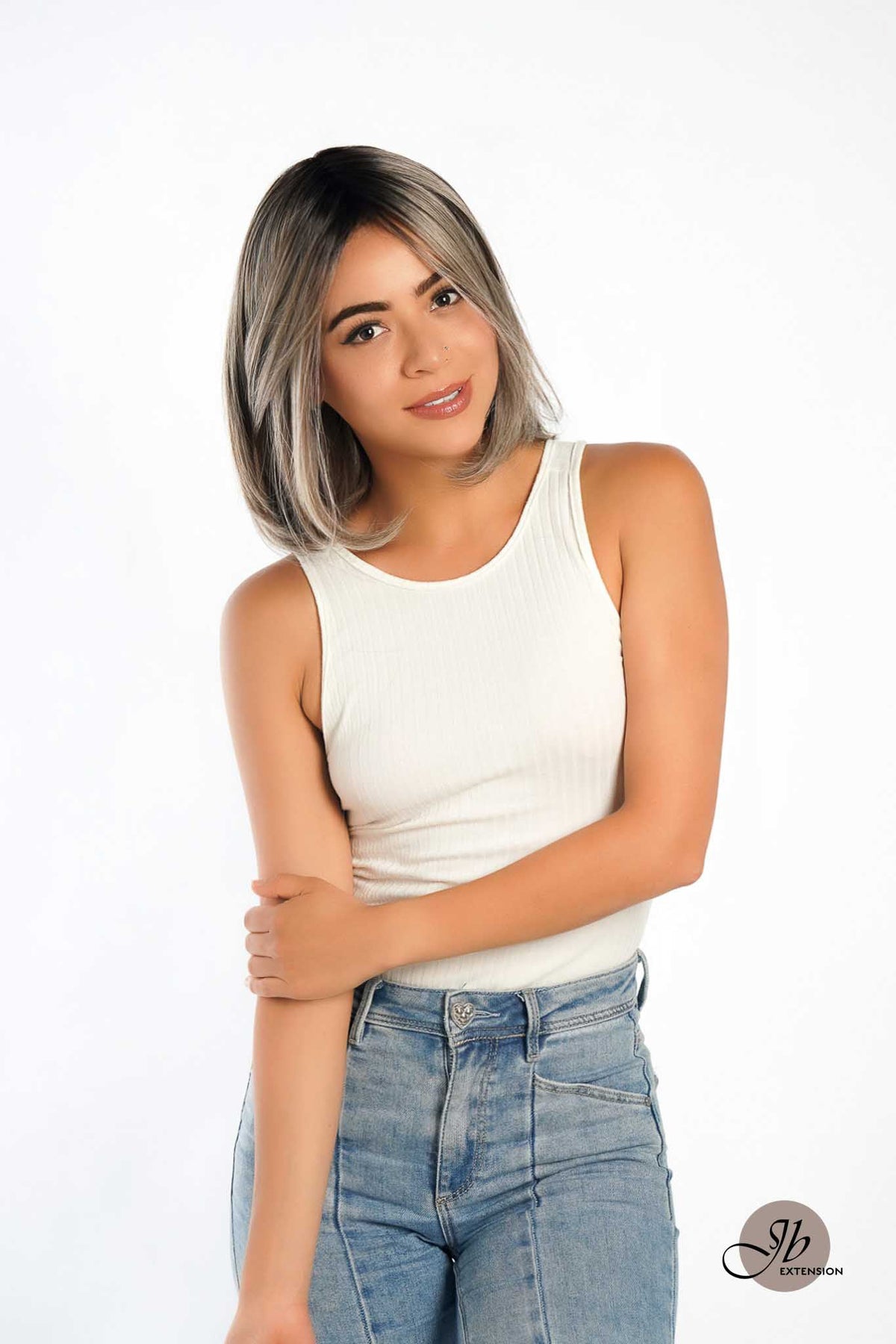 [FINAL SALE] JBEXTENSION VALENTINA MONO Monofilament Handmade Wig 6X5 Full Monofilament Hand Tied Top Wig 12 Inches Ombre Brown Full Mono Lace Wig With Anti-slip Silicone Strips Glueless Wig VALENTINA MONO【BENDY EAR TABS】