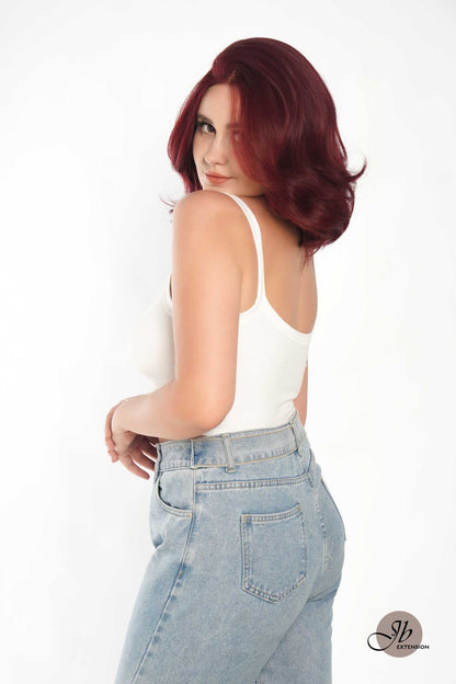 [FINAL SALE] JBEXTENSION 10 Inches Red Curly Lace Front Wig.Pre Plucked 13*4 HD Transparent Lace Frontal Handmade Futura Fiber Swiss Lace Synthetic Fiber Glueless Wig JADOR RED