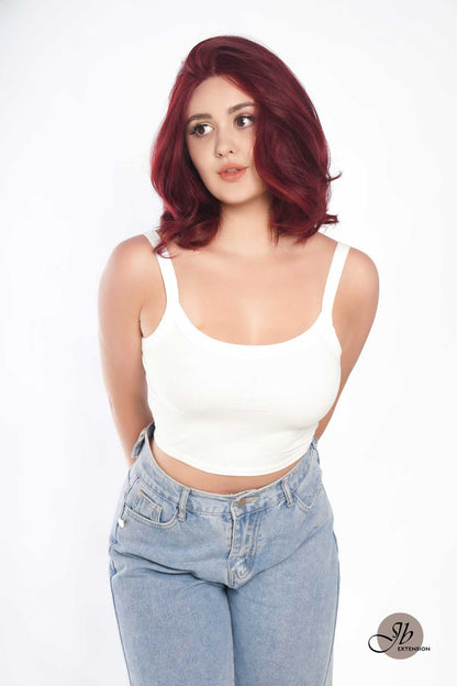 [FINAL SALE] JBEXTENSION 10 Inches Red Curly Lace Front Wig.Pre Plucked 13*4 HD Transparent Lace Frontal Handmade Futura Fiber Swiss Lace Synthetic Fiber Glueless Wig JADOR RED