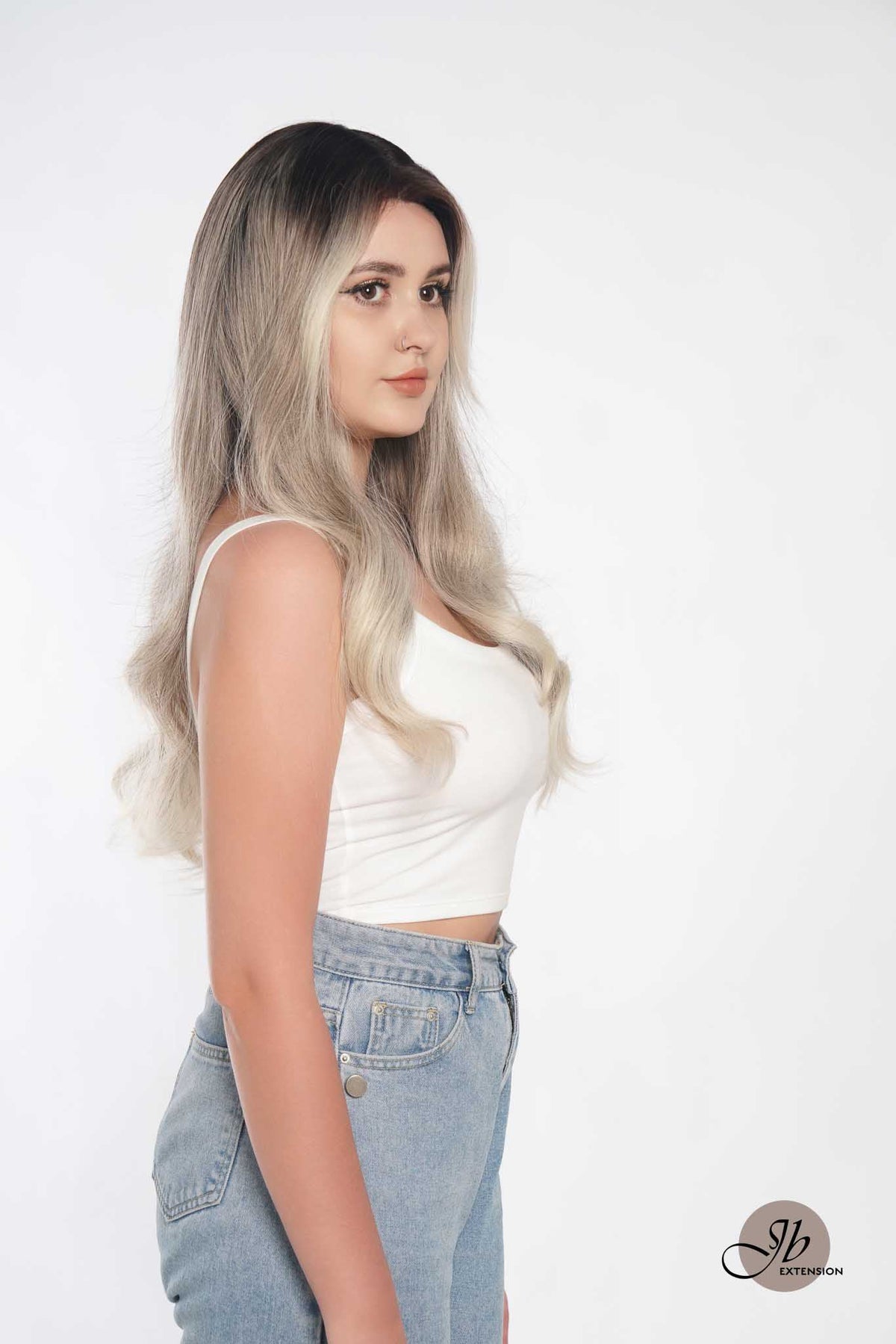 Nichole's Selection -26 Inches Curly Balayage Light Blonde With Dark Root Wig Pre-Cut Frontlace Glueless Wig EMMIE LIGHT BLONDE