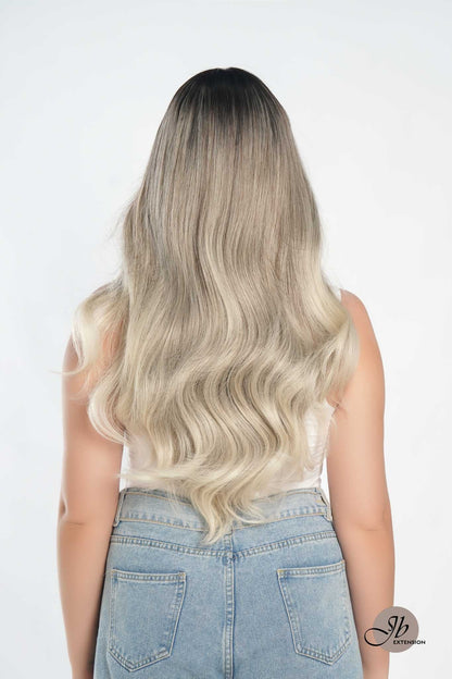 JBEXTENSION 26 Inches Curly Balayage Light Blonde With Dark Root Wig Pre-Cut Frontlace Glueless Wig EMMIE LIGHT BLONDE