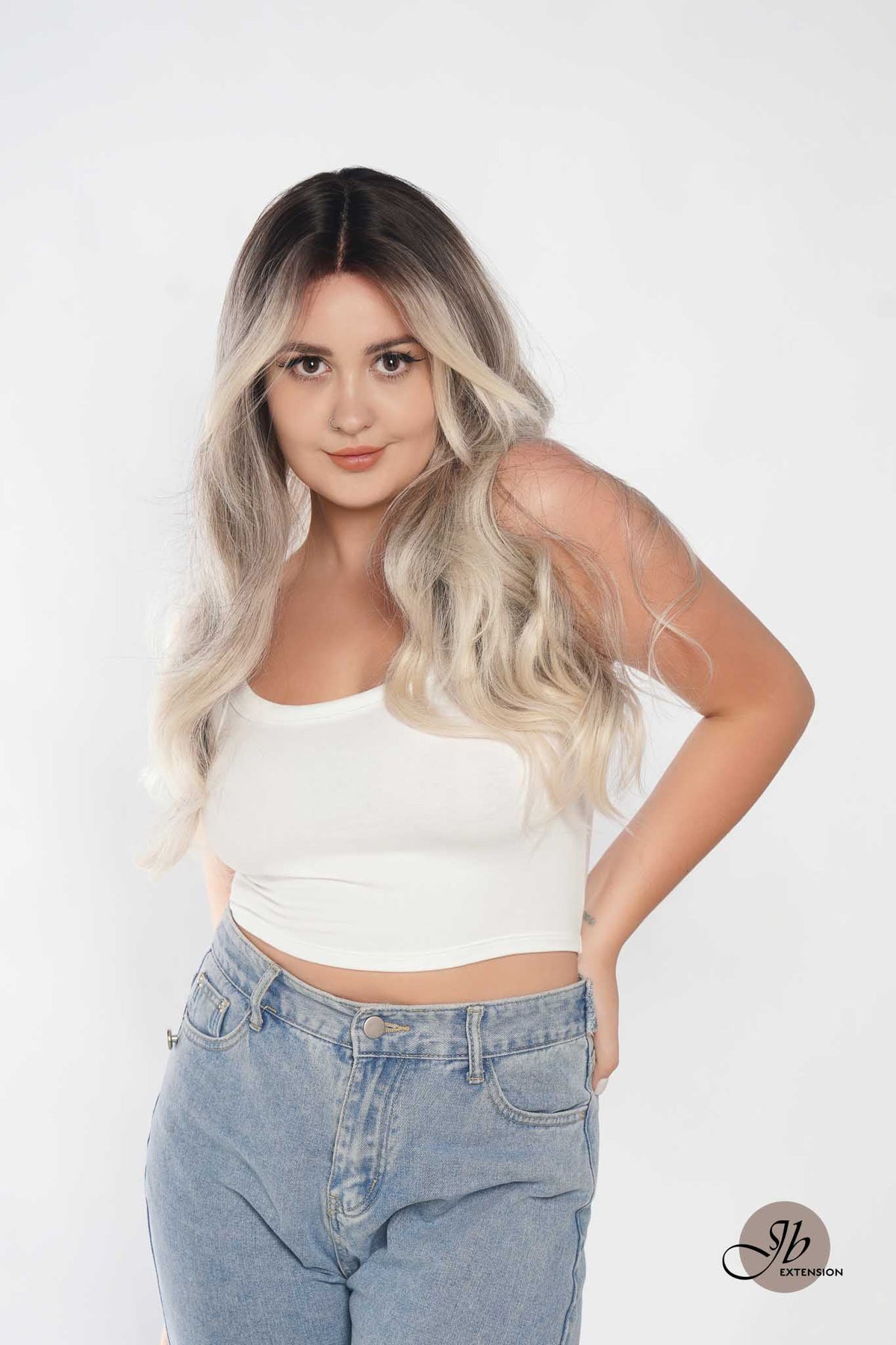 Nichole's Selection -26 Inches Curly Balayage Light Blonde With Dark Root Wig Pre-Cut Frontlace Glueless Wig EMMIE LIGHT BLONDE