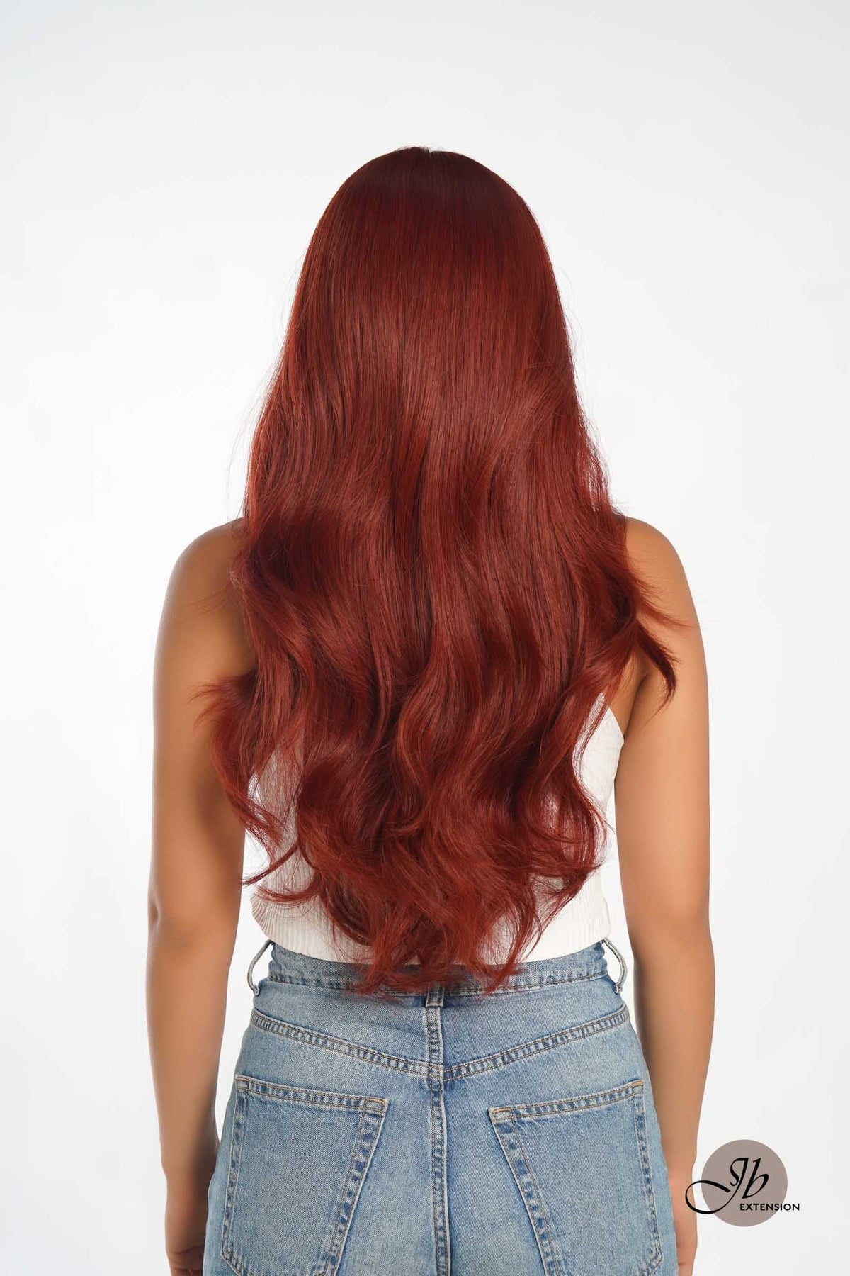 JBEXTENSION 26 Inches Curly Women Copper Red Wig Pre-Cut Frontlace Glueless Wig EMMIE COPPER RED