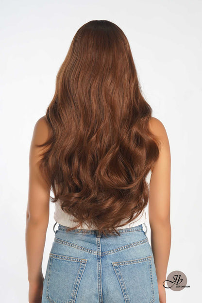 JBEXTENSION 26 Inches Curly Women Mocha Brown Wig Pre-Cut Frontlace Glueless Wig EMMIE MOCHA BROWN
