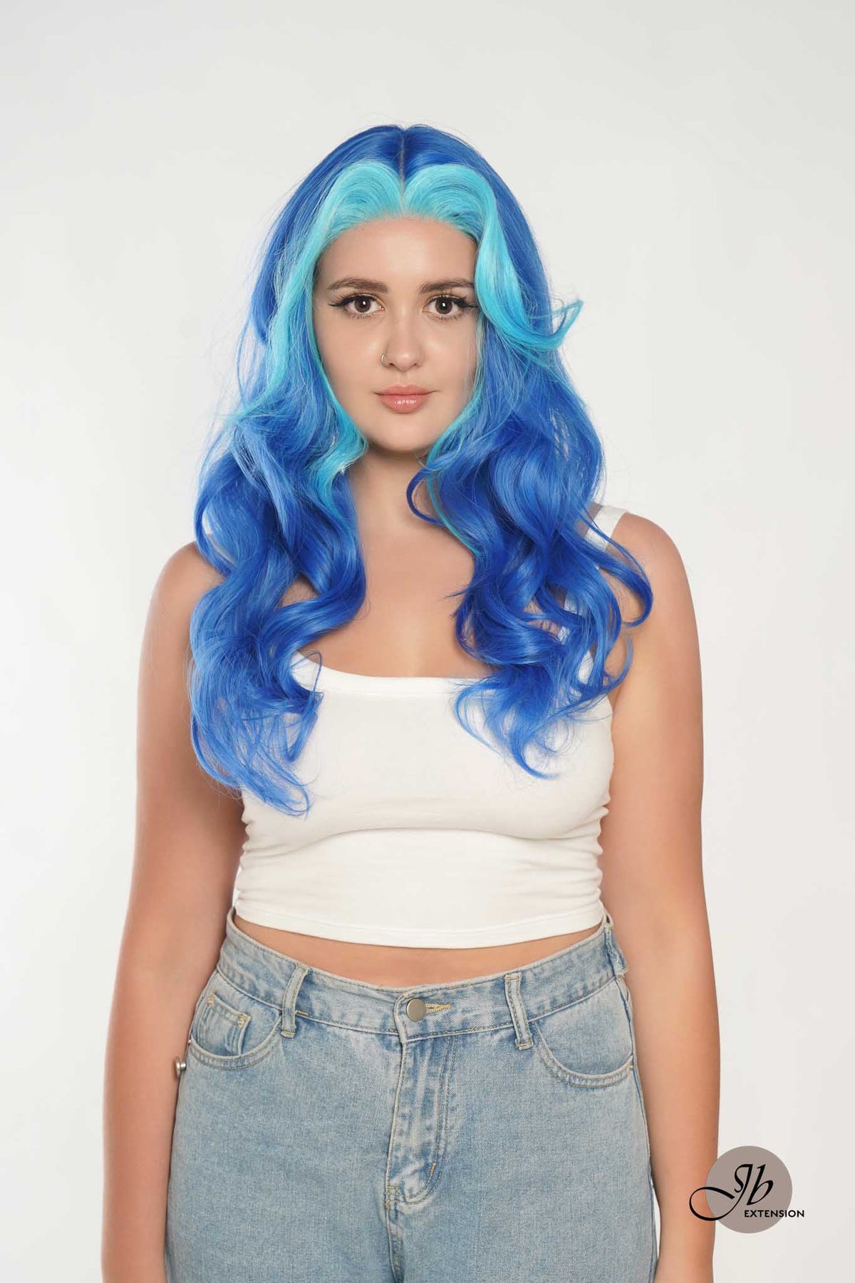 [FINAL SALE] JBEXTENSION 24 Inches Mix Blue Body Wave Pre-Cut Frontlace Glueless Wig BUBBLES