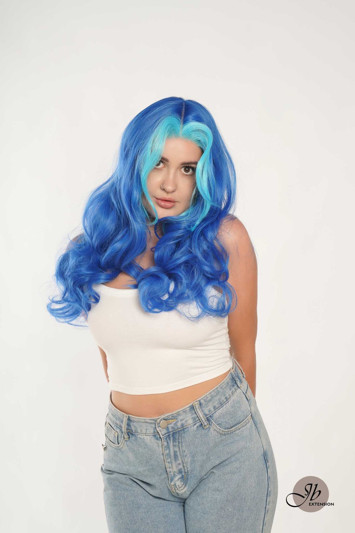 [FINAL SALE] JBEXTENSION 24 Inches Mix Blue Body Wave Pre-Cut Frontlace Glueless Wig BUBBLES