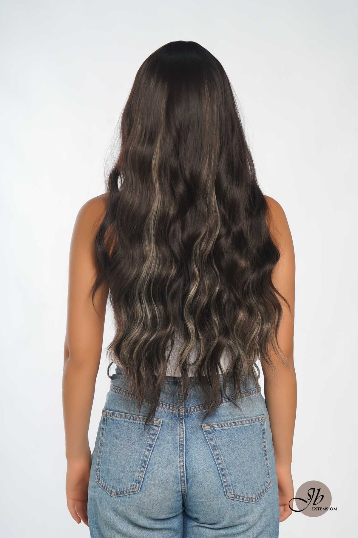 [FINAL SALE] JBEXTENSION 26 Inches Body Wave Natural Black With Blonde Highlight Hair With Full Bangs Wig KHLOE