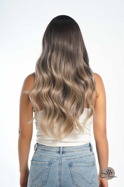 JBEXTENSION 25 Inches Balayage With Dark Root Curly Wig With Bangs DELLA