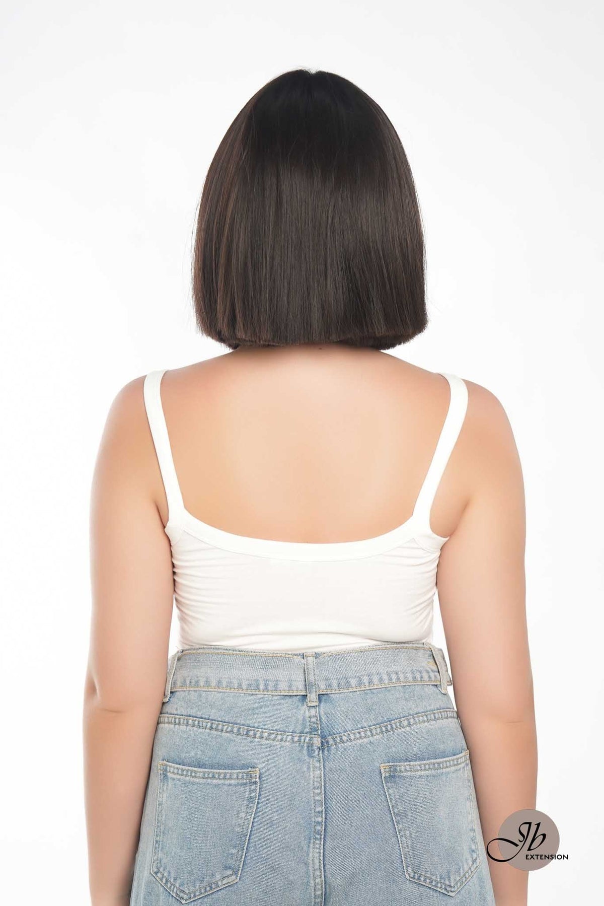 JBEXTENSION 10 Inches Bob Cut Soft Black Straight Pre-Cut Frontlace Glueless Wig PAULINA