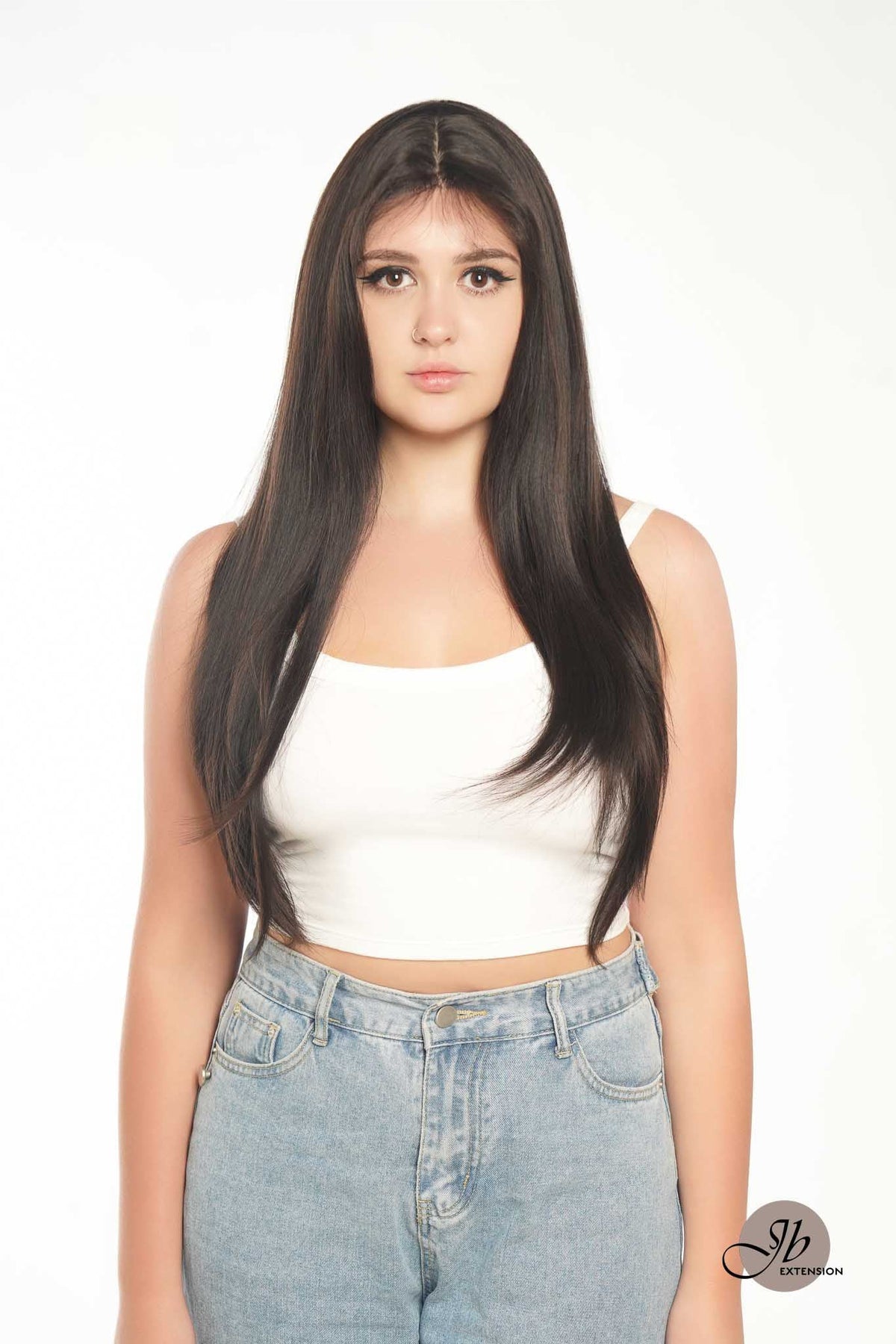 [FINAL SALE] JBEXTENSION GENERATION FIVE 28 Inches Long Tea Black Darkest Brown Straight Wig With Bangs DANA G5