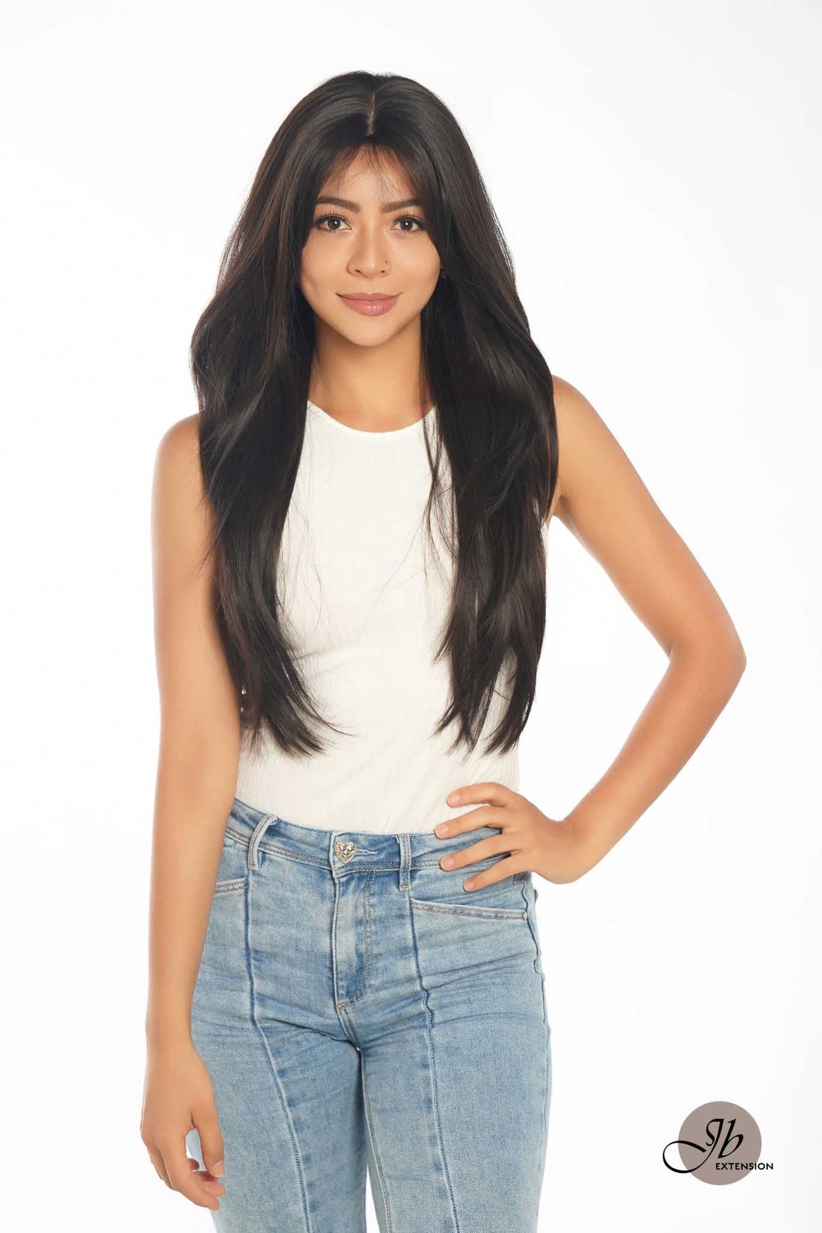 JBEXTENSION 26 Inches Scalpiana Tea Black Darkest Brown Wolf Cut 3.5X4 Hard Silky Top Natural Scalp Effect Wig With Bangs ELLIE SILK TOP