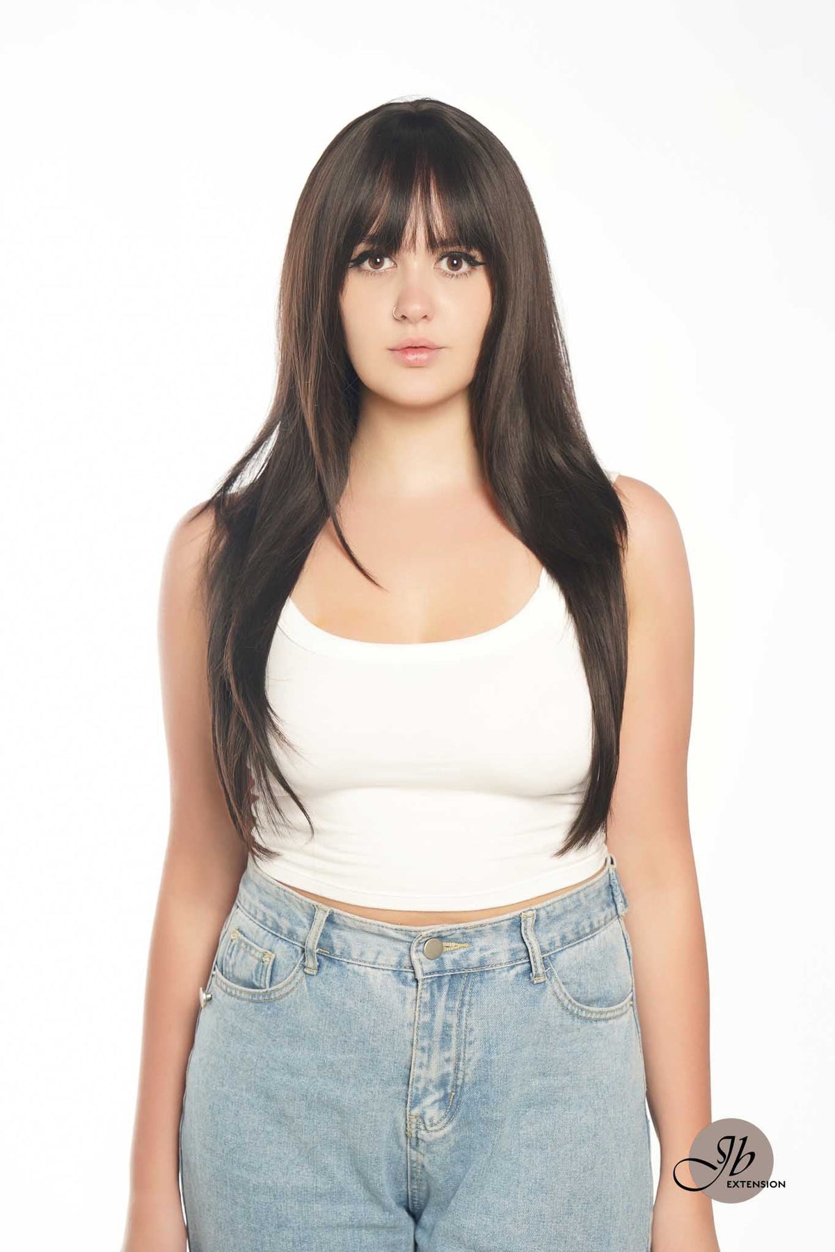 JBEXTENSION 26 inches Tea Black Darkest Brown Long Layered Wig LAURIE