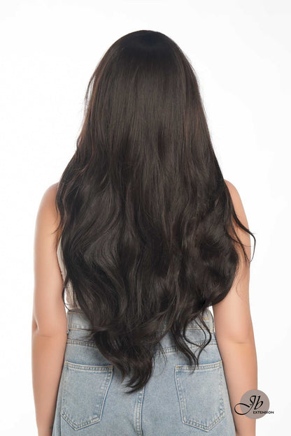 JBEXTENSION GENERATION FIVE 28 Inches Tea Black Darkest Brown Curly Wig FABIONA