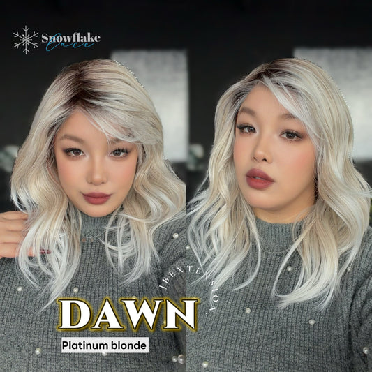 JBEXTENSION 19 Inches Curly Platinum Blonde Pre-Cut Side Part Snowflake Lace Frontlace Glueless Wig DAWN SNOWFLAKE - PLATINUM BLONDE【BENDY EAR TABS】