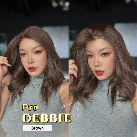 JBEXTENSION 18 Inches Brown Curly Pre-Cut 13X6 Free Part Snowflake Lace Frontlace Glueless Wig DEBBIE PRO - BROWN【BENDY EAR TABS】