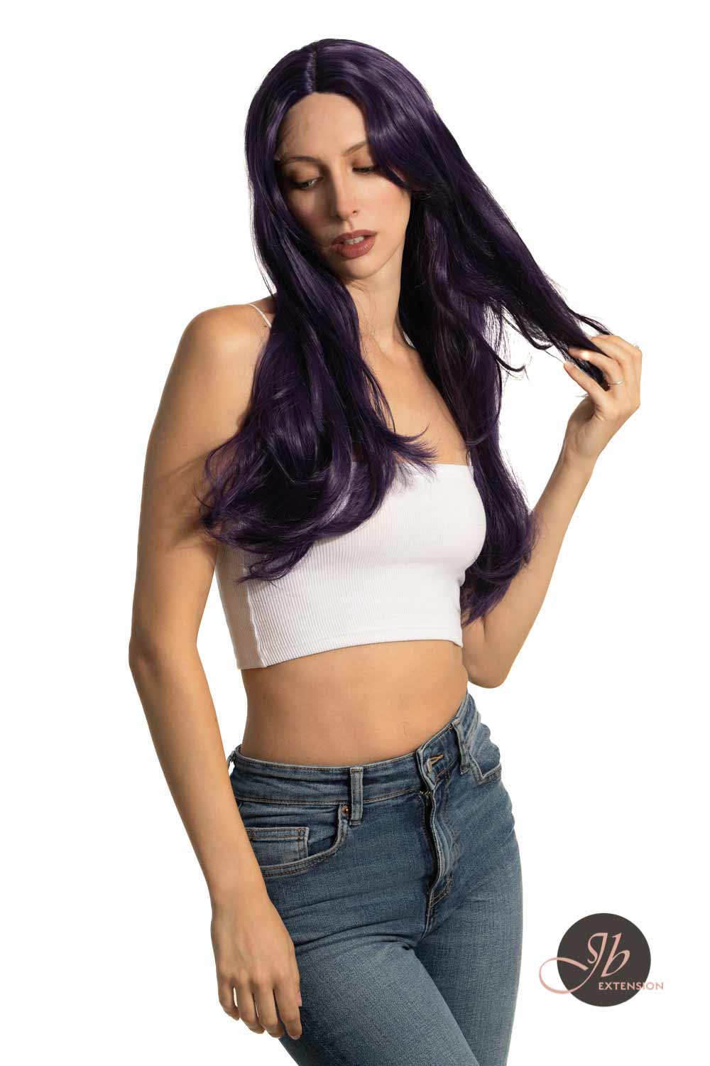 [FINAL SALE] JBEXTENSION 26 Inches Dark Purple Color Long Curly Frontlace Glueless Wig VIOLET S