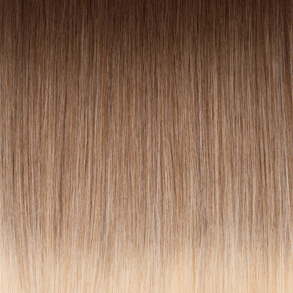 27" Straight Ponytail Clip-in Blonde Balayage