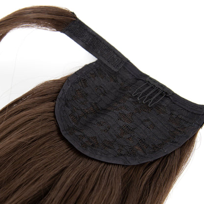 27" Straight Ponytail Clip-in Blonde Balayage