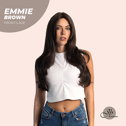 Nichole's Selection - 26 Inches Curly Women Cold Brown Wig Pre-Cut Frontlace Glueless Wig EMMIE BROWN