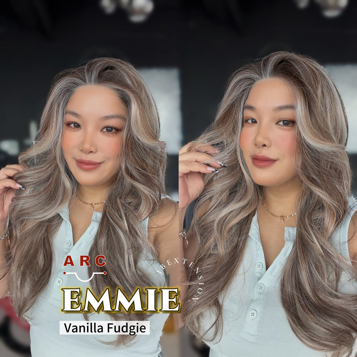 JBEXTENSION 26 Inches Long Curly Vanilla Fudgie Pre-Cut Arc Snowflake Lace Frontlace Glueless Wig EMMIE ARC - VANILLA FUDGIE【BENDY EAR TABS】