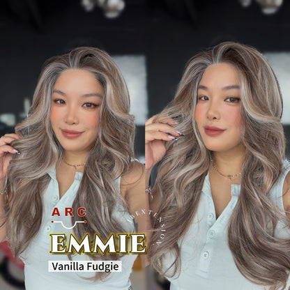 JBEXTENSION 26 Inches Long Curly Vanilla Fudgie Pre-Cut Arc Snowflake Lace Frontlace Glueless Wig EMMIE ARC - VANILLA FUDGIE【BENDY EAR TABS】