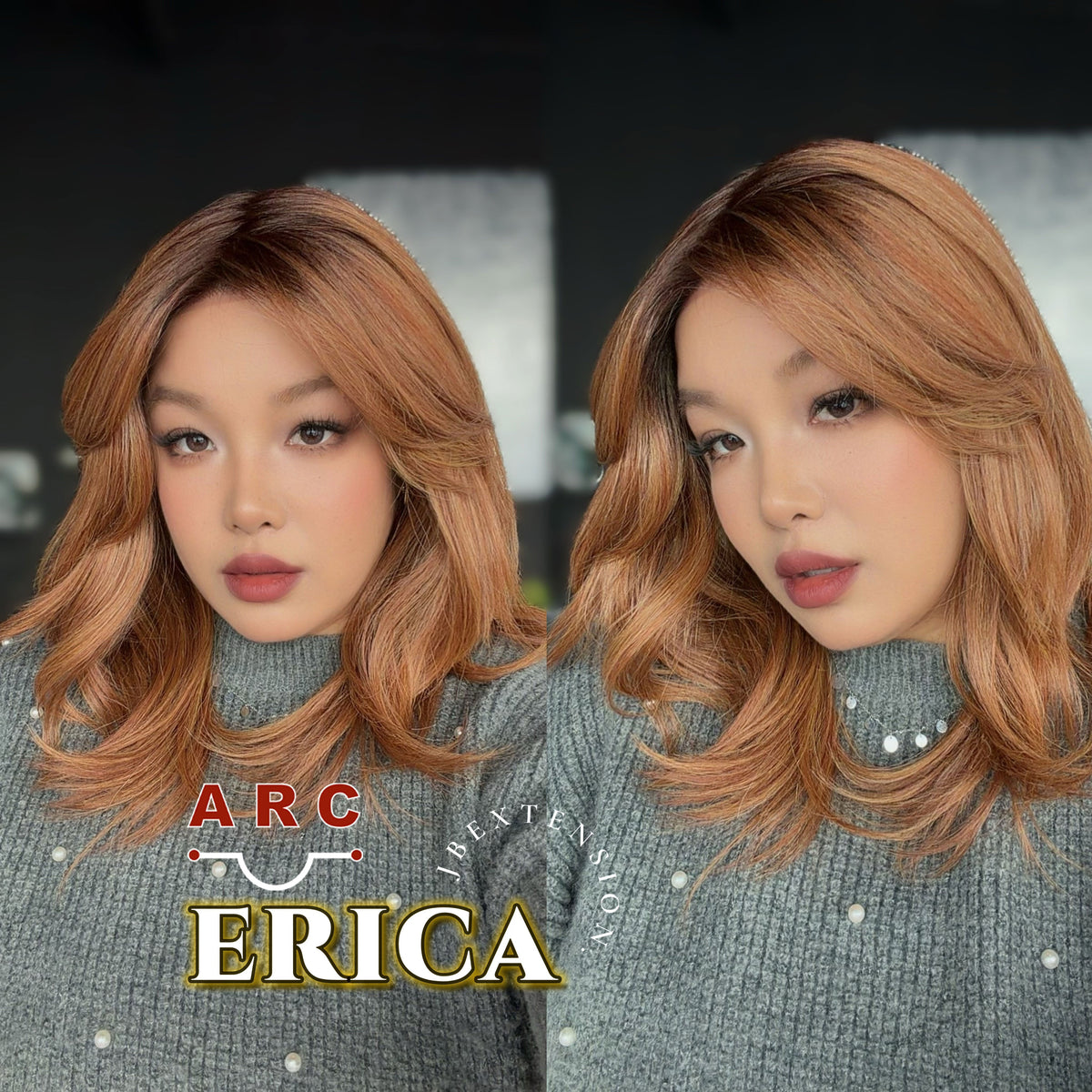 JBEXTENSION 18 Inches Curly Copper Pre-Cut Arc Snowflake Lace Frontlace Glueless Black Sapphire Wig ERICA【BENDY EAR TABS】