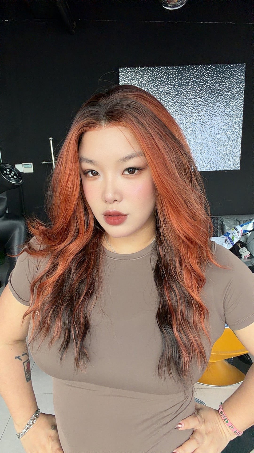 JBEXTENSION 24 Inches Long Wave Chocolate Orange Pre-Cut 13X6 Free Part Snowflake Lace Frontlace Glueless Wig FRANCY PRO - CHOCOLATE ORANGE【BENDY EAR TABS】