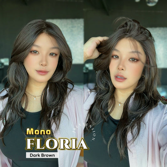 JBEXTENSION FLORIA MONO Full Monofilament Wig 20 Inches Curly Dark Brown Full Mono Lace Glueless with Anti-slip Silicone Strips Wig FLORIA MONO - DARK BROWN【BENDY EAR TABS】