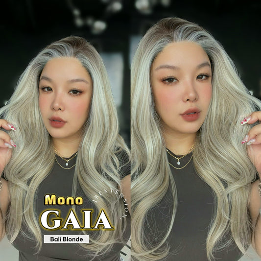 JBEXTENSION GAIA MONO Monofilament Handmade Wig 6X5 Full Monofilament Hand Tied Top Wig 24 Inches Curly Bali Blonde Mono Lace Wig Glueless Wig GAIA MONO - BALI BLONDE【BENDY EAR TABS】