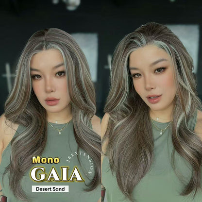 JBEXTENSION GAIA MONO Monofilament Handmade Wig 6X5 Full Monofilament Hand Tied Top Wig 24 Inches Curly Desert Sand Mono Lace Wig Glueless Wig GAIA MONO - DESERT SAND【BENDY EAR TABS】