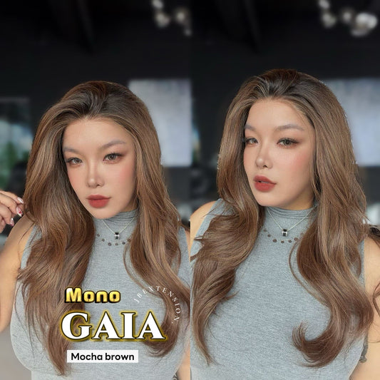 [PRE-ORDER] JBEXTENSION GAIA MONO Monofilament Handmade Wig 6X5 Full Monofilament Hand Tied Top Wig 24 Inches Curly Mocha Brown Mono Lace Wig Glueless Wig GAIA MONO - MOCHA BROWN【BENDY EAR TABS】