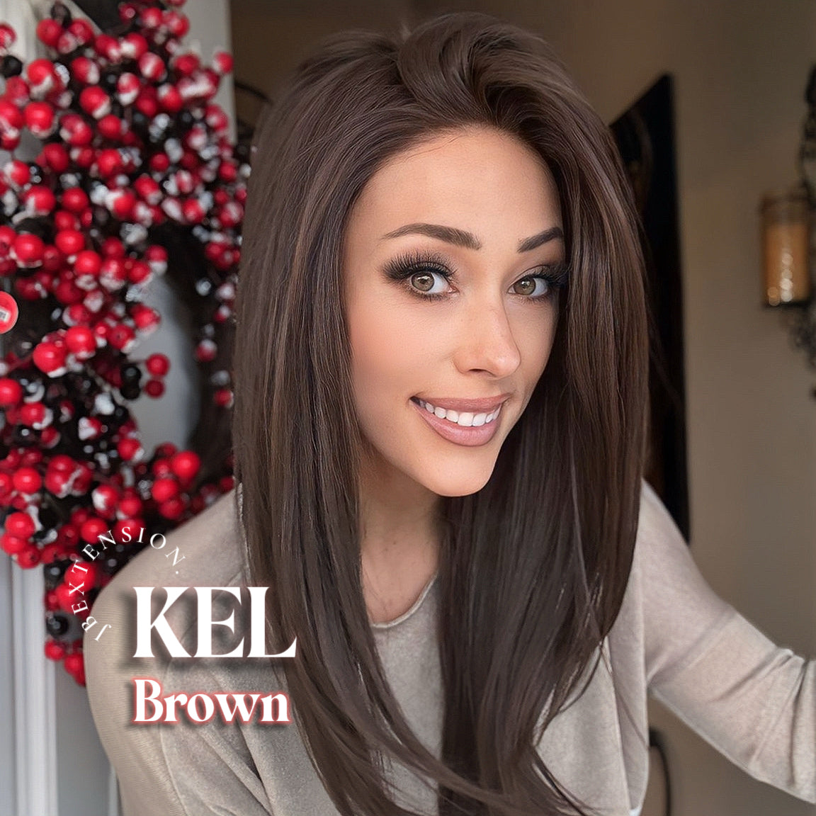 Nichole's Selection - 22 Inches Brown Pre-Cut Snowflake Lace Frontlace Glueless Wig KEL BROWN【PERMATEASE】【BENDY EAR TABS】