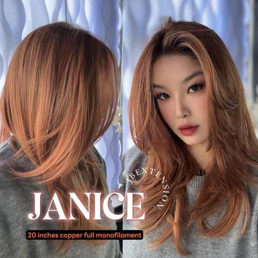 [PRE-ORDER] HOT OF SEASON -  JANICE MONO Monofilament Handmade Wig 6X5 Full Monofilament Hand Tied Top Wig 20 Inches Copper Mono Lace Wig With Anti-slip Silicone Strips Glueless Wig JANICE MONO【BENDY EAR TABS】