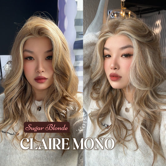 HOT OF SEASON - CLAIRE MONO Partial Monofilament Wig 22 Inches Raw Sugar Blonde Partial Mono Lace Glueless Wig CLAIRE MONO RAW SUGAR BLONDE【BENDY EAR TABS】