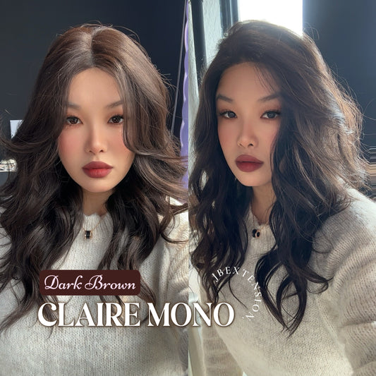 HOT OF SEASON - CLAIRE MONO DARK BROWN Partial Monofilament Wig 22 Inches Dark Brown Partial Mono Lace Glueless Wig CLAIRE MONO DARK BROWN【BENDY EAR TABS】