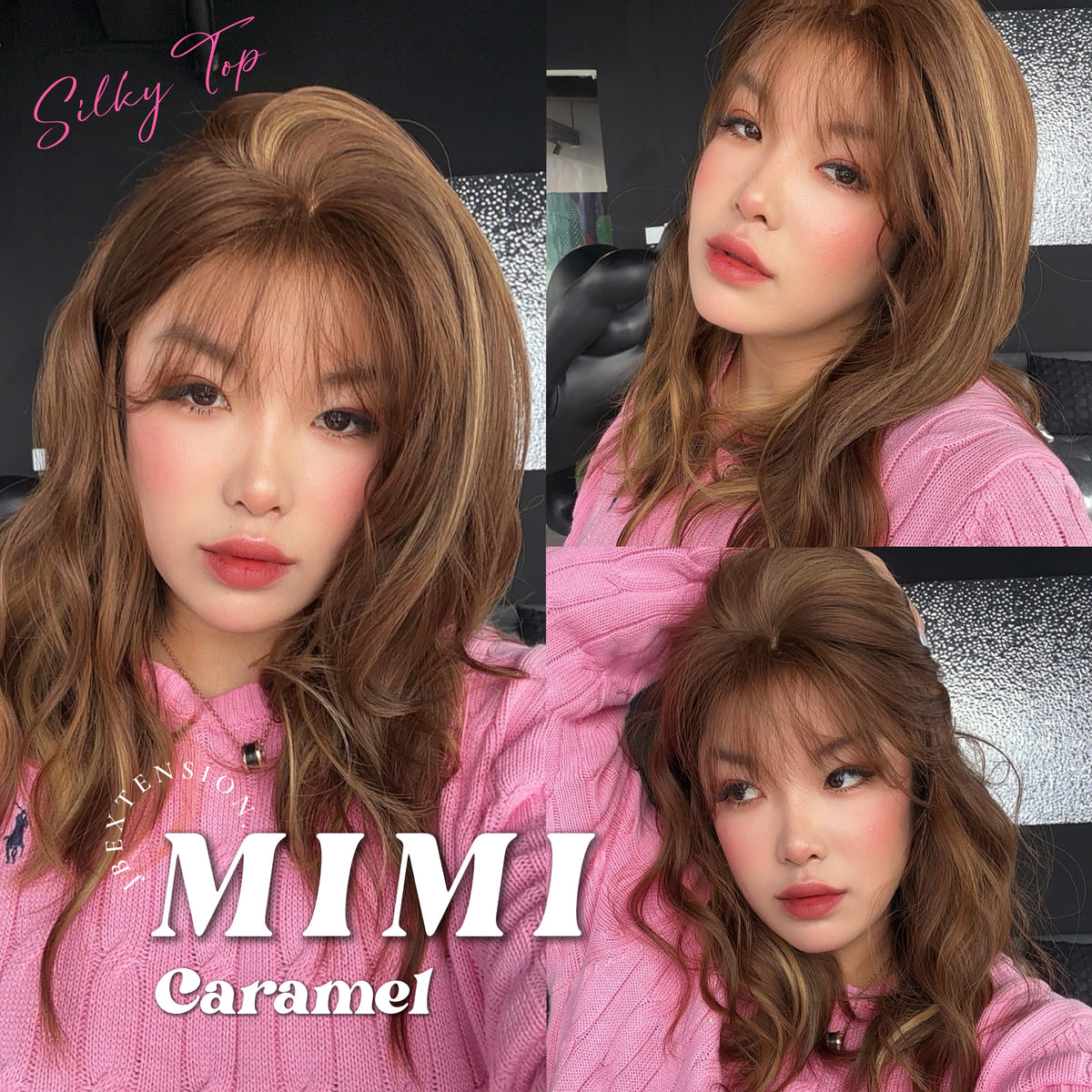 HOT OF SEASON - 16 Inches Scalpiana 3.5X4 Hard Silky Top Natural Scalp Effect Caramel Body Wave Wig with Bangs Wig MIMI SILK TOP - CARAMEL