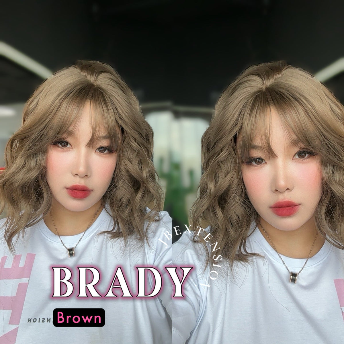 JBEXTENSION 12 Inches Scalpiana Wave Brown 3.5X4 Hard Silky Top Natural Scalp Effect Wig with Bang BRADY BROWN