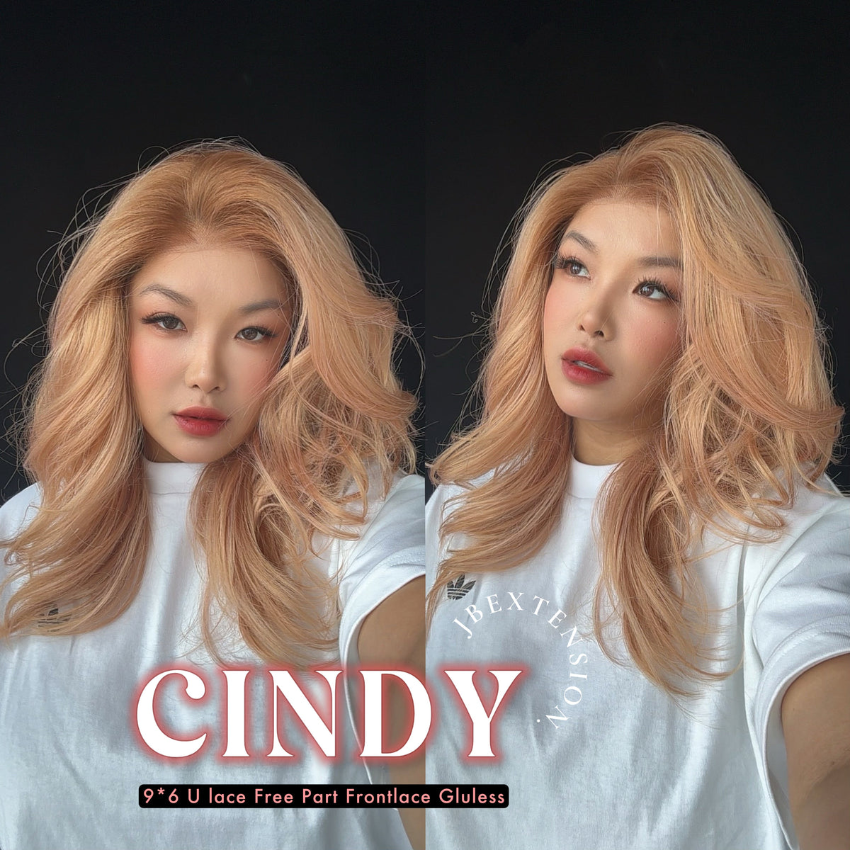 JBEXTENSION 20 Inches Strawberry Blonde Curly Pre-Cut 9X6 U Lace Free Part Frontlace Glueless Wig CINDY